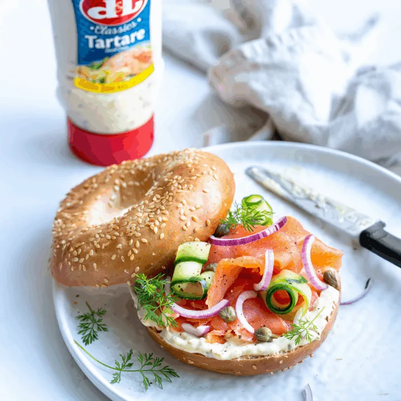 Bagel met zalm en tartare