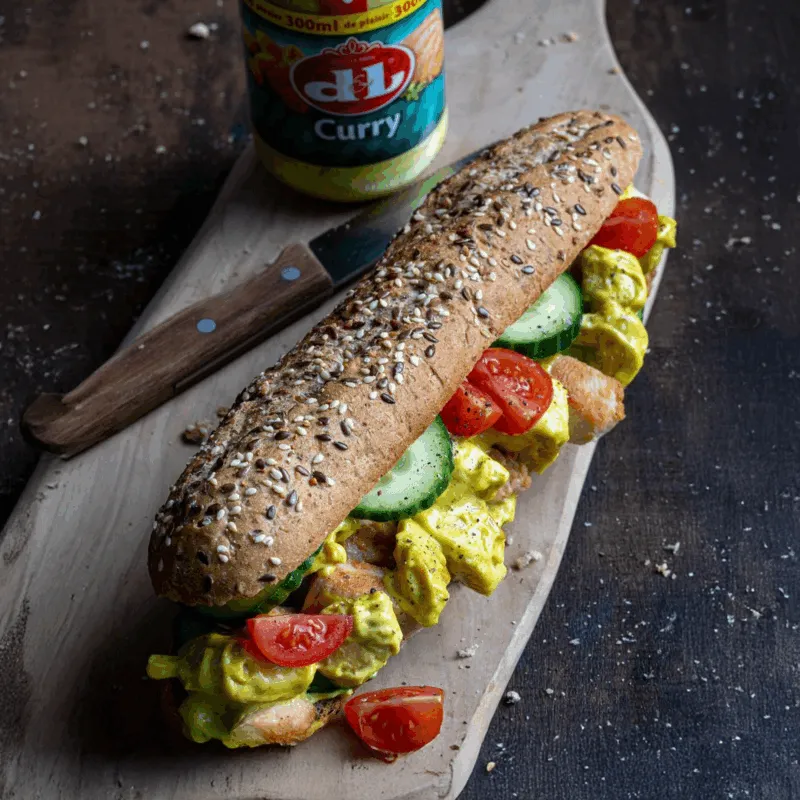 Sandwich au poulet et au curry