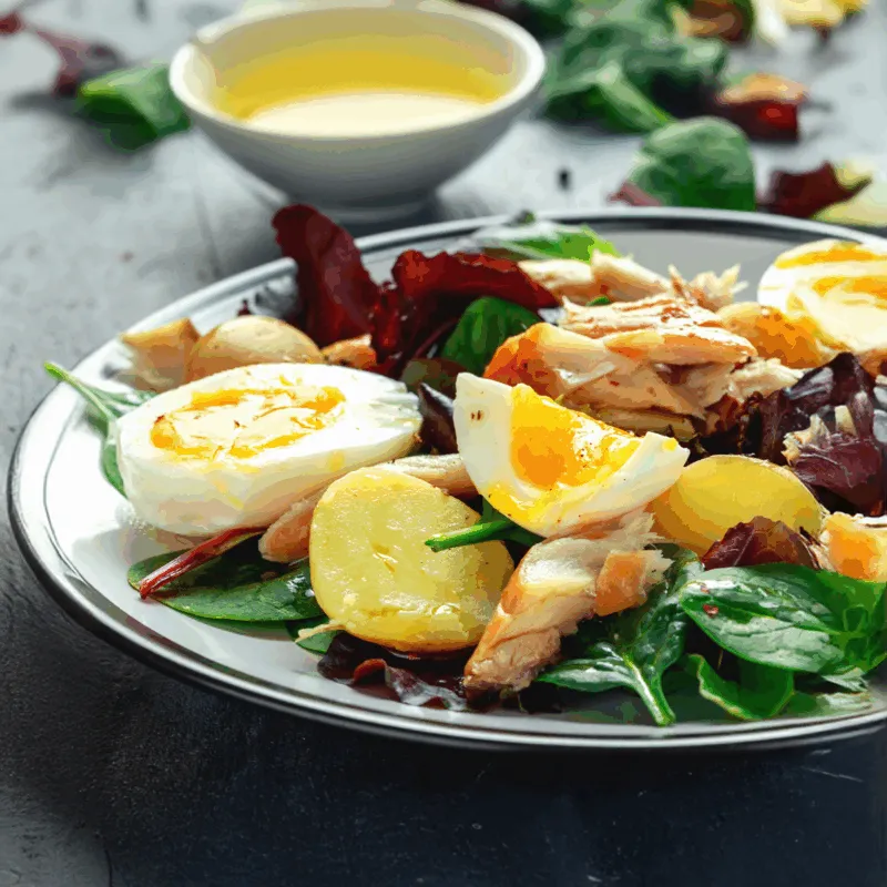 Salade met gerookte makreel en cocktailsaus