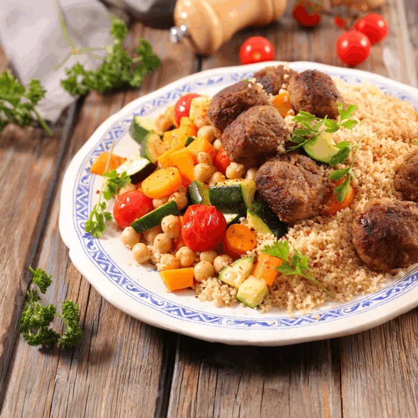 Couscous met gehaktballen en Samouraï saus